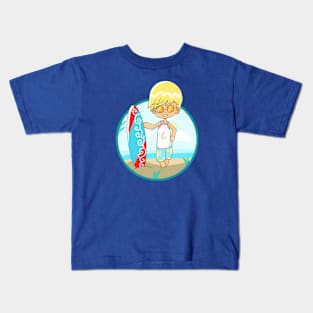 beach sea surfer cartoon cool funny Kids T-Shirt